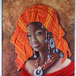Africaine avec foulard orange