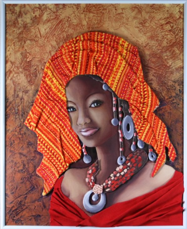 Africaine avec foulard orange